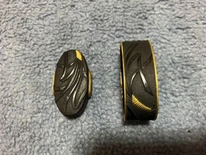 Fuchi Kashira Japanese Sword Fittings Guard Tsuba Hilt Samurai Katana Art Japan - Picture 1 of 10