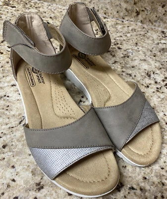 Sandalias Earth Spirit Gelron Cojín Correa al Tobillo Gris/Plateado/Tostado Mujer 7 Foto 1 de 4