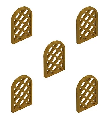 5 Nuevo LEGO Perla Oro 1x2x2 2/3 Ventana Panel con Tapa Redondeada 29170 Enrejado Diamante Foto 1 de 4