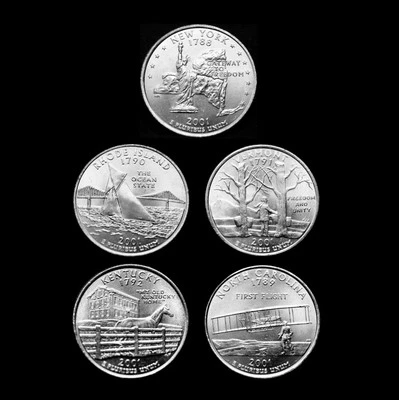 2001 D Statehood Lot ~ Set of Five US Mint Coins ~ Business Strikes from Rolls - Image 1 of 2