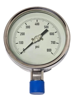 Pressure Gauge 0-800 psi, 4" FACE, SS Case, S/S 1/2" NPT LM 611v1 - Image 1 of 4