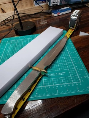 Cuchillo personalizado Bowie punta de lanza de 13,5" en blanco para hacer desollar hoja de caza con latón Foto 1 de 4