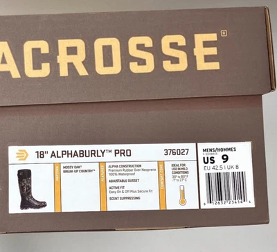 Lacrosse Alphaburly Pro 18" Mossy Oak 376027 Waterproof Hunting Boots Size 8-13 - Image 1 of 4