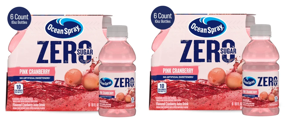 (Paquete de 12) Bebida de jugo de arándano rosa azúcar Ocean Spray Zero Sugar, botellas de 10 fl oz Foto 1 de 1