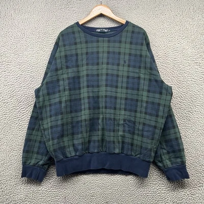Винтажный Polo Golf Ralph Lauren толстовка мужской XL черный часы клетку Crewneck - Изображение 1 из 4