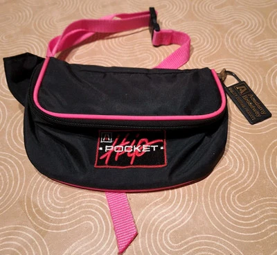Vtg. 80's/90's Academy Broadway Hip Pocket Fanny Pack Hippie Retro Black/pink Foto 1 de 4