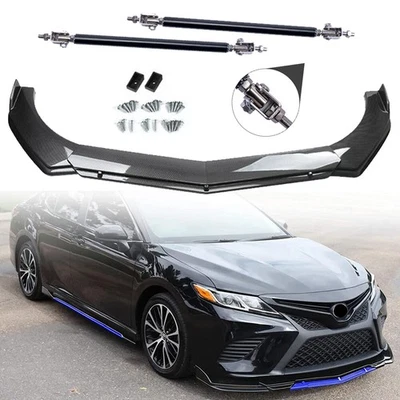 For Toyota Venza Carbon Fiber Front Bumper Lip Spoiler Splitter Strut Rod Body Foto 1 de 4