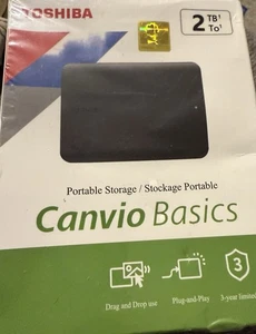 Toshiba Canvio Basics 2TB Portable Storage (HDTB520YK3AA), DTB520 NEW Sealed - Picture 1 of 3