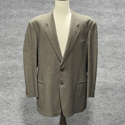 Armani Collezioni Blazer мужской 46 длиной серый коричневый елочка сделано в Италии Saks - Изображение 1 из 4