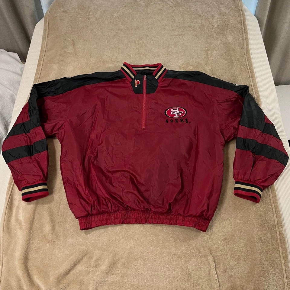 Chaqueta de jugador profesional de la NFL de los años 90 de colección de los San Francisco 49ers para hombre talla XL roja/negra Foto 1 de 4