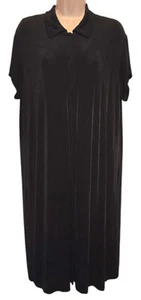 Chico's Travelers Solid Black Stretchy Slinky Snap Front Dress Size 3 - Picture 1 of 3