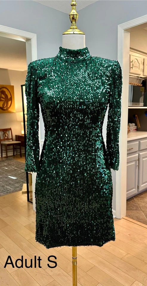 Vestido Donna Morgan Lentejuelas Verdes Talla 0 Foto 1 de 4