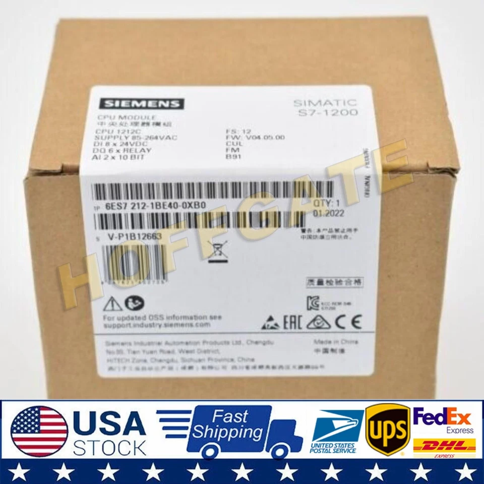 New Siemens 6ES7 212-1BE40-0XB0 6ES7212-1BE40-0XB0 SIMATIC S7-1200 CPU 1211C - Image 1 of 1