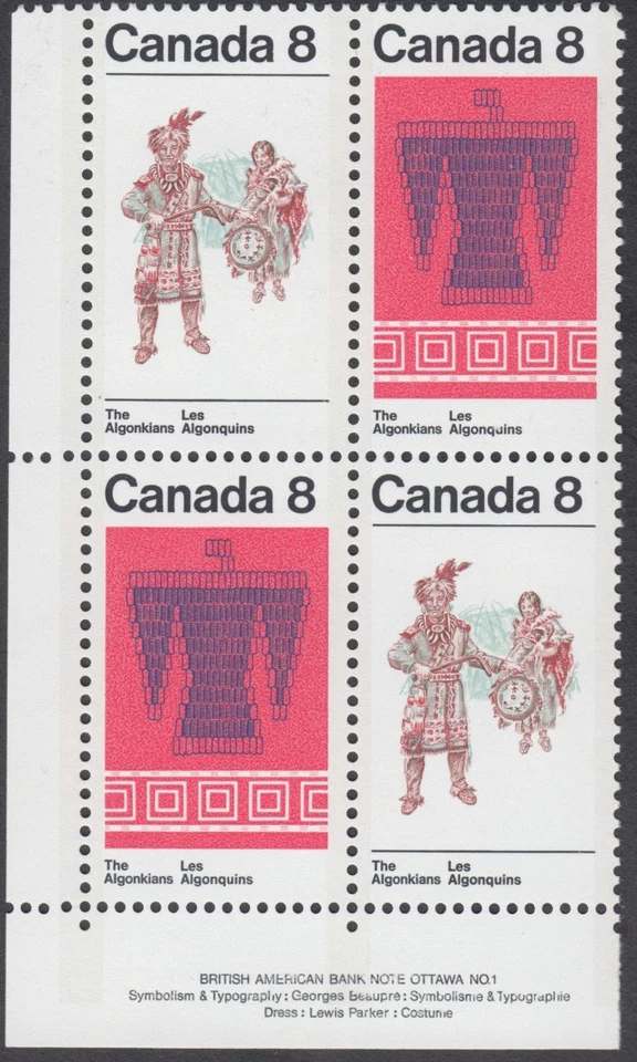 Canada -  #569a Algonkian Indians Plate Block - MNH - Image 1 of 1