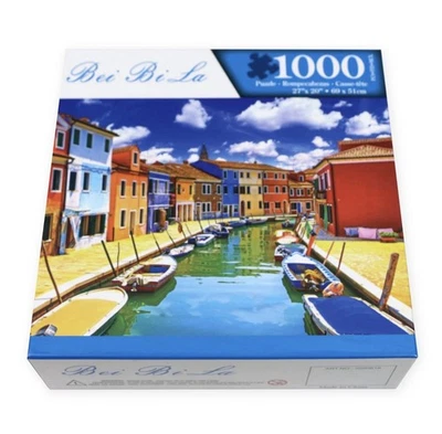 1000 Pieces Bei Bi La Puzzle, Jigsaw Puzzle. Colorful Boats & Houses. Complete - Image 1 of 2