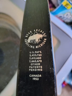 复古 Fred Bear 射箭 Bearcat 反曲右手 60 英寸 45# 玻璃动力弓 — 第 1/4 张图片