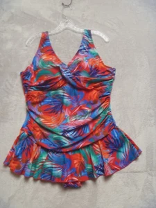 Island Pearls Swimsuit Skirted Womens Size 20W Red Blue 1 piece Padded Cups - Picture 1 of 9
