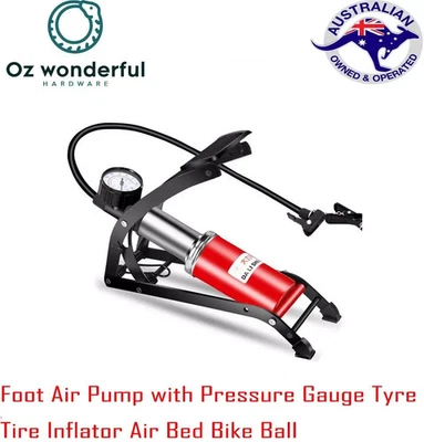 Foot Air Pump with Pressure Gauge Tyre Tire Inflater Inflator Air Bed Bike Ball - image 1 of 4