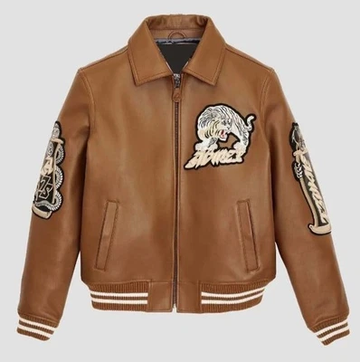 Men's Brown Avirex Real Leather Bomber Jacket American Flight Leather Jacket - Image 1 of 4