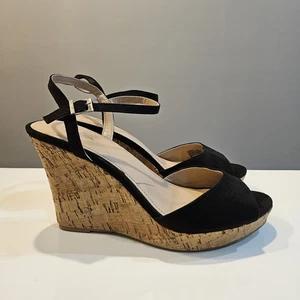 Charles By Charles David Lambert Wedge Sandal Buckle Strap Black Womens 13M READ - Picture 1 of 11