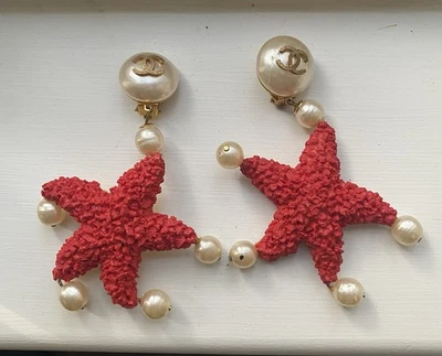Pendientes Chanel Ultra Raros Coleccionistas Crucero 93C Estrella de Mar Lava Rojo Araña Foto 1 de 4