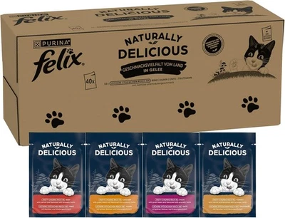 Felix Naturally Delicious, Katzennassfutter Country Flavour Sorte (2x40x80g) - Bild 1 von 4