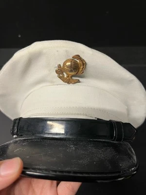 Sombrero de vestir vintage USMC 7 blanco gorra de servicio MARINES uniforme gorra Foto 1 de 4