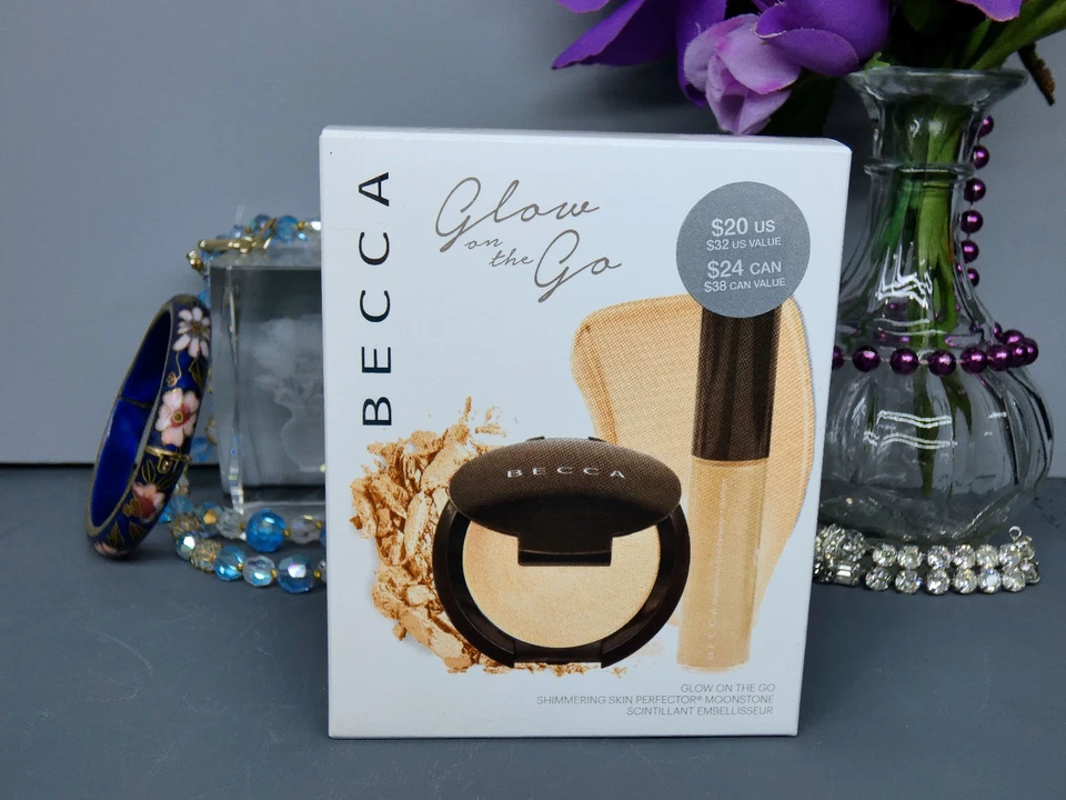 Becca GLOW ON THE GO Shimmering Skin Perfector Moonstone Highlighter Set OLD NIB - Image 1 of 4