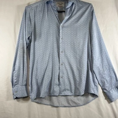 Tom Nox Trim Fit Button Up Long Sleeve Shirt Tiny Star in Blue and White-M 39/40 - Image 1 of 4