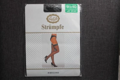 Vintage Eurobella Strümpfe halterlos Gr. 9,5 - 11 Schwarz 20 den Neu OVP - Bild 1 von 2
