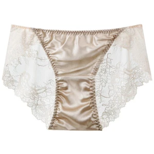 2 Pair Womens 100% Silk Panties Briefs Bikinis Underwear Low Waist Cutout Briefs - Picture 1 of 17