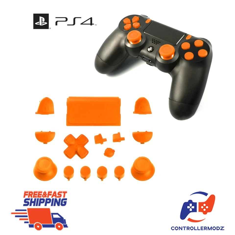 Ersatz Full Button Custom Mod Kit Set für Sony PS4 V1 Controller (Orange) - Bild 1 von 1