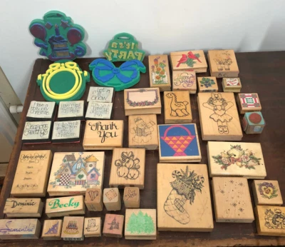 Lote vintage de estampillas de goma y tinta de espuma - Lote de 43 Foto 1 de 4