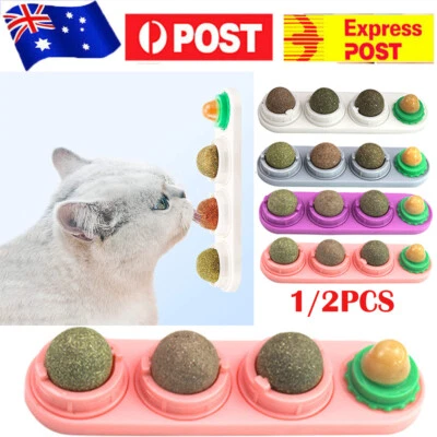 1/2X Cat Toy Catnip Ball Lick Solid Nutrition Ball Help Digestion Wall Mount AU - image 1 of 4