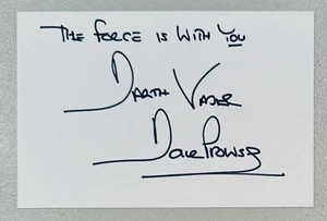 Tarjeta autografiada por Dave Prowse 4x6 Beckett BAS Star Wars Darth Vader David - Imagen 1 de 2
