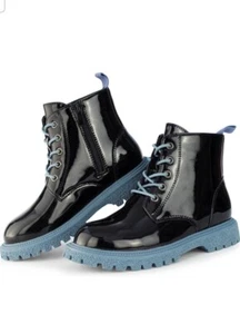 Hawkwell Girls Boys Patent Waterproof Side Zipper Ankle Boots(Toddler/Little... - Picture 1 of 4