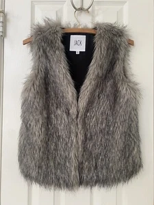 Women's JACK Faux Fur Vest Size XS Gray Black FREE SHIP - Picture 1 of 8