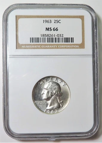 1963-P US Washington Quarter 25C NGC MS 66 Cover