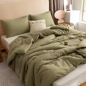 ROSGONIA Queen Comforter Set Olive Green, 3Pcs Bedding Sets Queen (1 Boho Olive - Picture 1 of 8