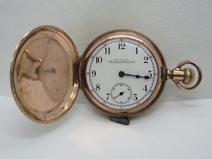 1896 16s Waltham full hunter pocket watch gold filled case v.g.c and working.