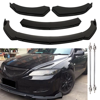 For Mazda 2 3 5 6 CX-3 Front Bumper Lip Splitter Spoiler Body Kit Glossy Black Foto 1 de 4