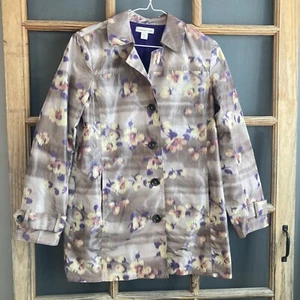 Coldwater Creek Women's Floral Yellow Purple Blazer Jacket Size XS 4-6 Shiny - Picture 1 of 8