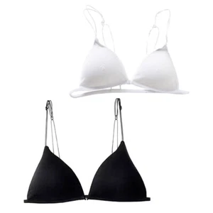 2pcs Seamless Bralette Wire Free Bras Thin Strap V Neck Bra Bras Women - Picture 1 of 12