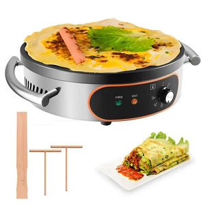16" 2000W Electric Crepe Machine Cooking Surface Pancakes Maker Griddle w Handle - Picture 1 of 15