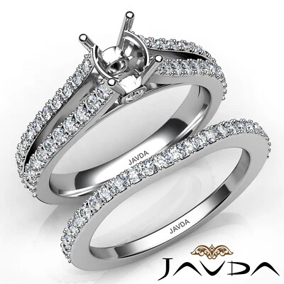 Oval Wedding Bridal Set Semi Mount Diamond Engagement Ring Bezel Prong 1.1Ctw - Image 1 of 4