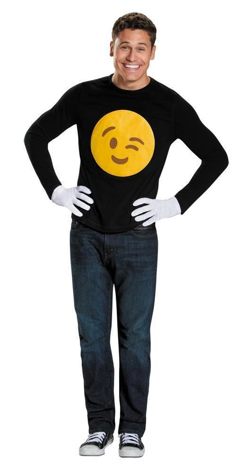 EMOJI WINK KIT w/GLOVES EMOTICON COMICAL UNISEX HALLOWEEN COSTUME ACCESSORY  - Image 1 of 1