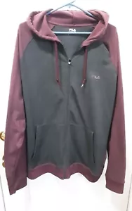 FILA 2XL Performance Hoodie Fleece gray & maroon Pockets  Front Full Zip  - Picture 1 of 7