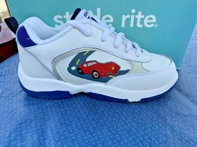  Zapatillas Stride Rite Car Blanco/Azul Real Cuero Encaje Talla 12 M Foto 1 de 4