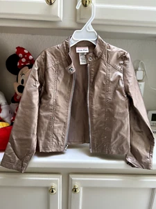 Little Lass Rose Gold Faux Leather Girls Jacket - Picture 1 of 2