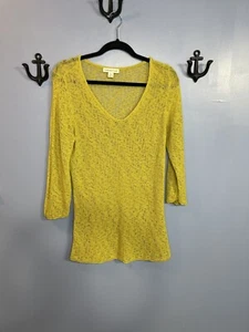 Coldwater Creek Sheer Sweater Tunic w/3/4 Length Sleeves Green Size M - Picture 1 of 4